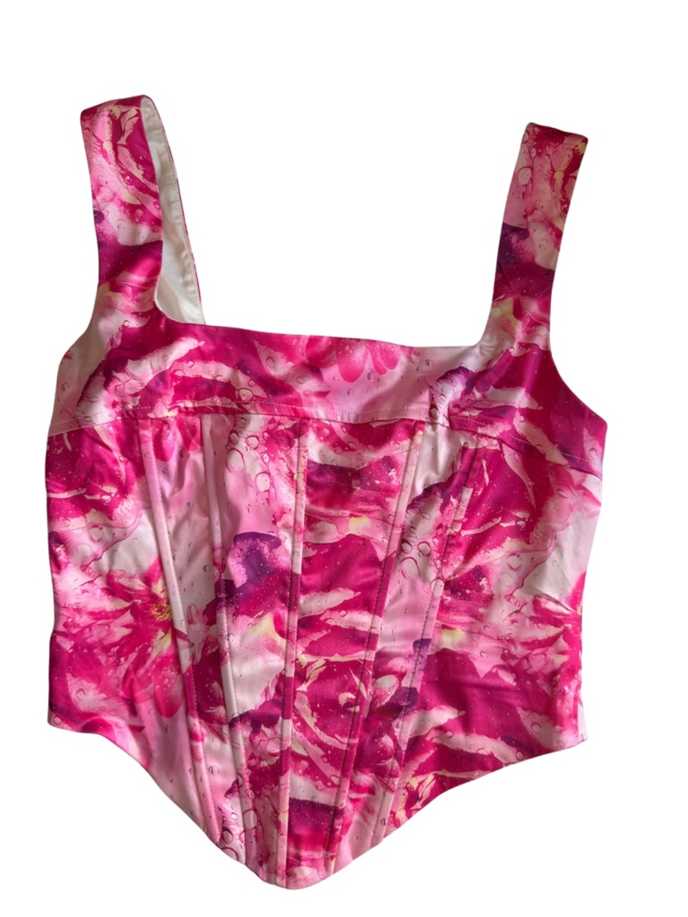 Fashion Nova Satin White Lined Pink Trim Bustier
